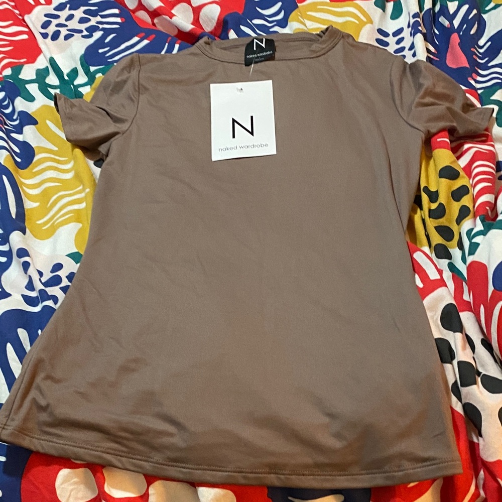 Naked Wardrobe Women's Tan Short Sleeve Tee